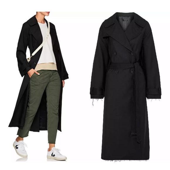 Nili Lotan matland frayed wool black trench coat - Picture 15 of 16